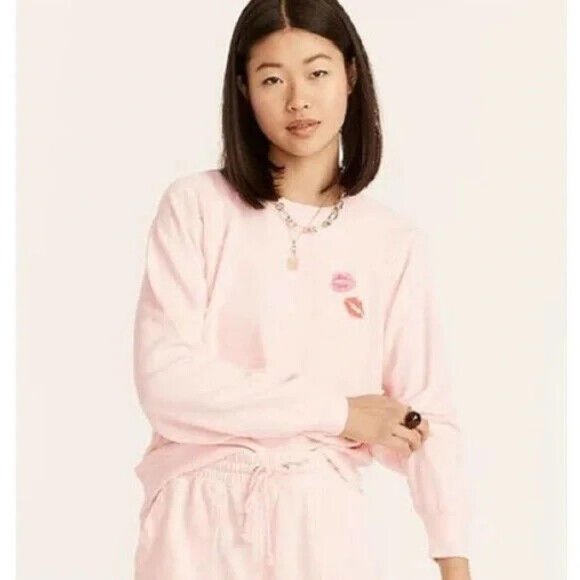 J Crew BF375 NWT Woman's Plus Size 2X Magic Rinse Sweatshirt in Kiss Print - Picture 6 of 6